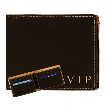 Personalized Black Leatherette Men's Bi-fold Wallet