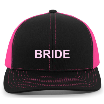 Custom Embroidered Black & Pink Bridesmaid Hats