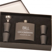 Personalized Groomsmen Matte Black Flask Set