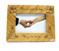 Cake and Wedding Bells Bamboo Picture Frame