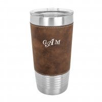 Personalized Rustic and Silver Leatherette Polar Camel Tumbler 