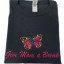 Give Mom A Break Embroidered Butterfly Black T-shi...